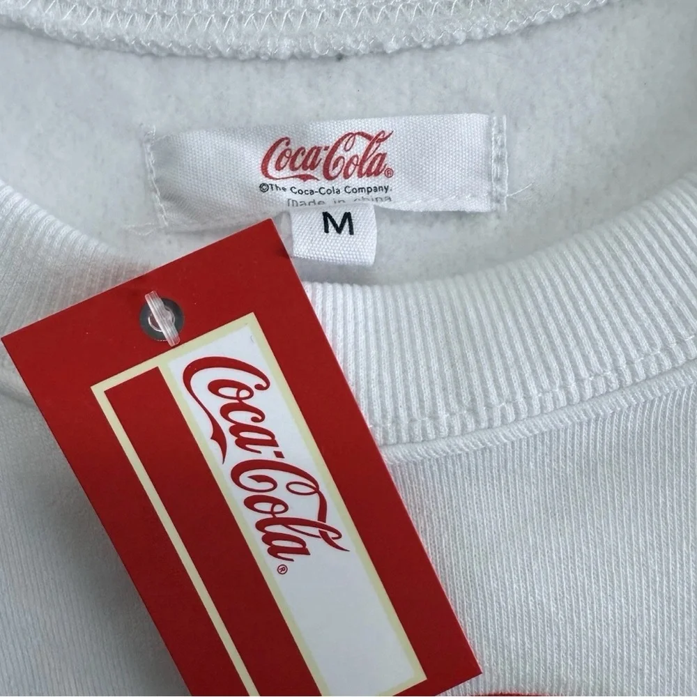 I Love Coke Coca Cola White and Red Crew Neck Sweatshirt NWT Size M - Picture 2 of 3